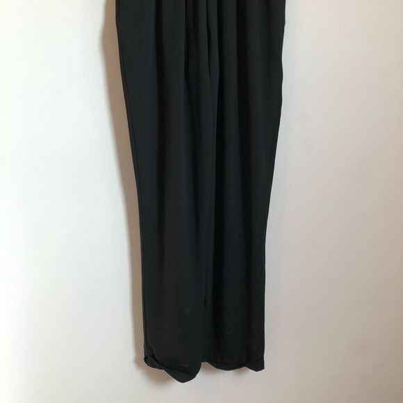 Astr The Label Silky V Neck Roll Sleeve Cinched Waist Jumpsuit Black - Picture 6 of 13